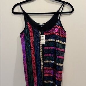 Express Multicolor Sequin Striped Women's Top